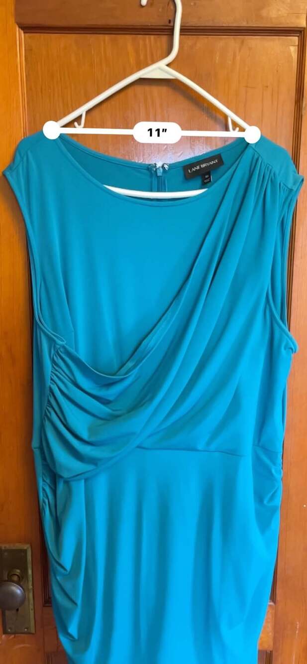 Lane Bryant Ruched Dress Size 22 Bright Blue Sleeveless Midi